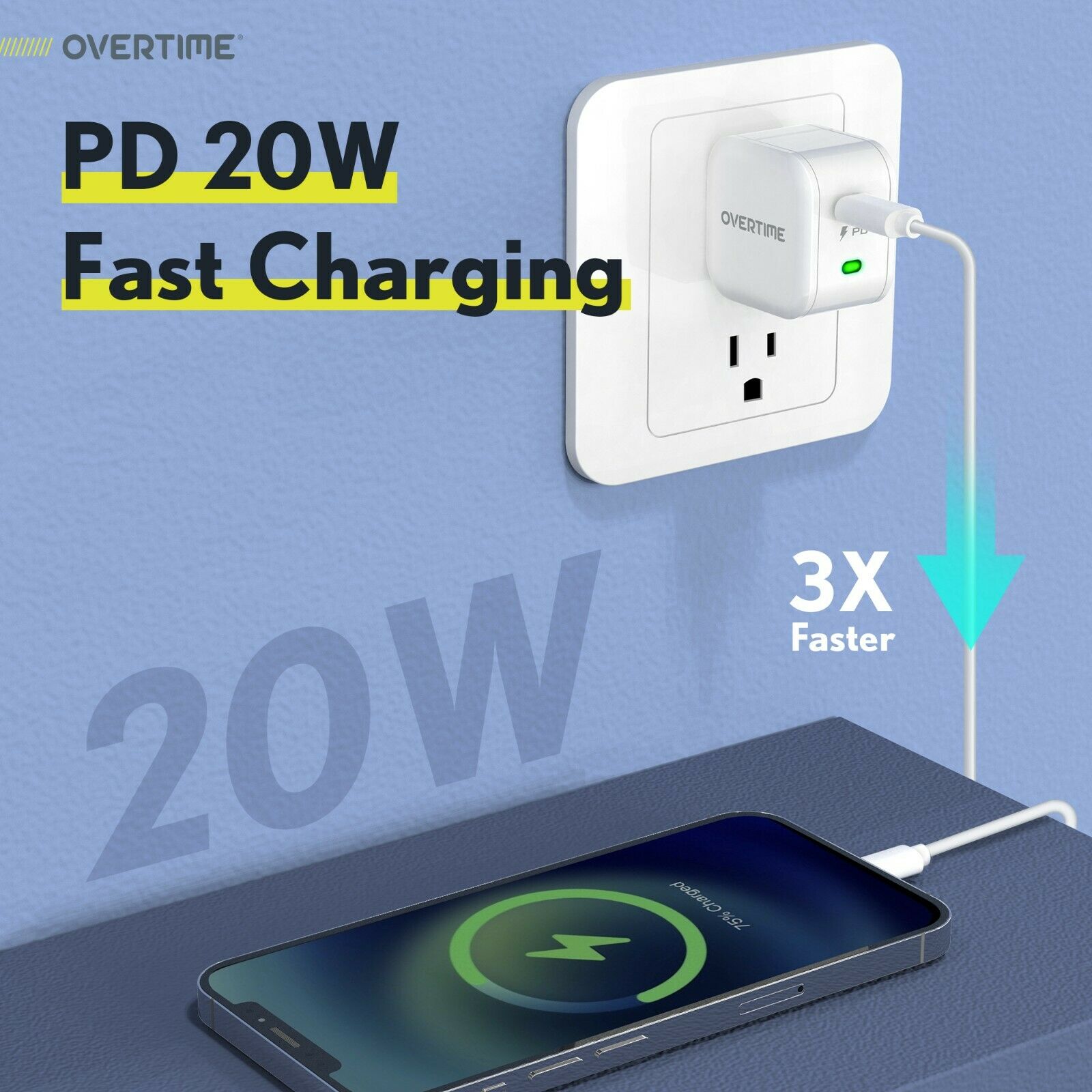 USB C Charger, Overtime 20W iPhone Fast Charger for iPhone and Android PD 3.0 Charging Station - Tophatter Daily Deals